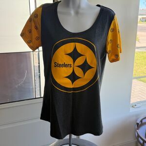 Pittsburg Steelers The Nike Tee Gray and Yellow Short Sleeve Women's cut Medium